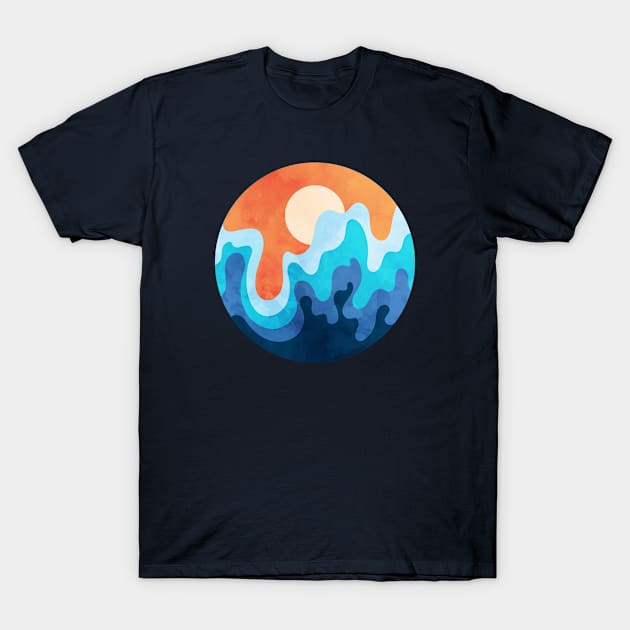 Pleasant Sky and Ocean Waves Art T-Shirt by Insightly Designs